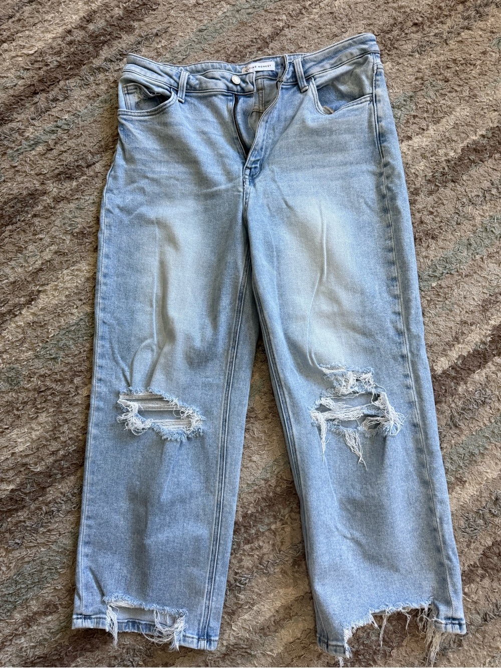 Flying Monkey Light Blue Distressed High Rise Jeans